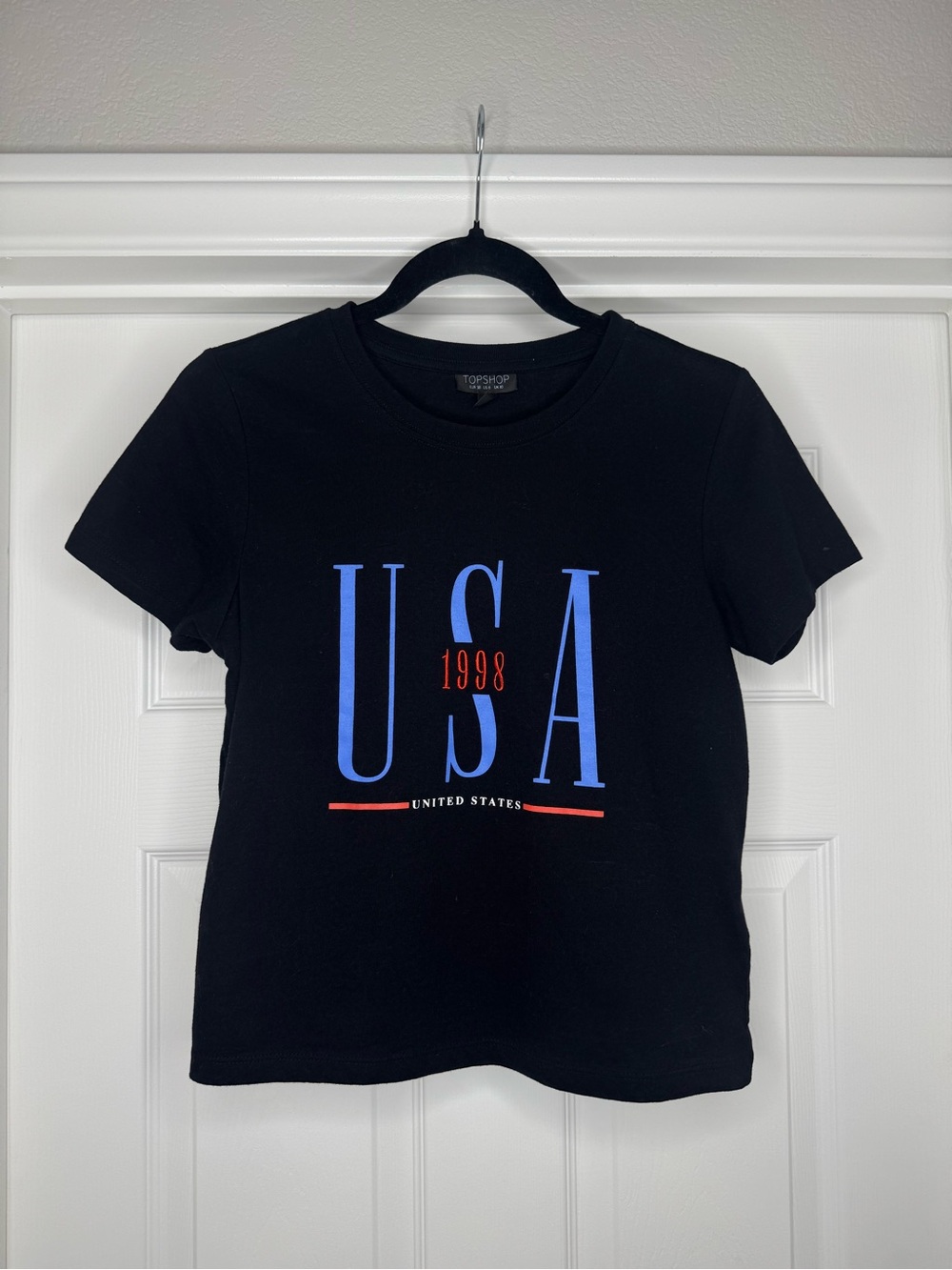 Topshop Black Graphic Baby Tee USA 1998